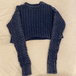 Aerie cropped cable knit sweater, used